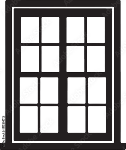 Black and White Icon of a Nine Pane Window