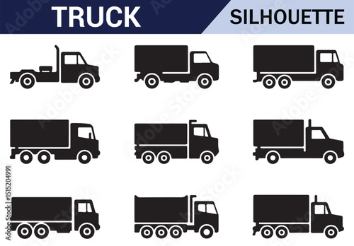 Set of Simple Truck Icons for Transportation Design