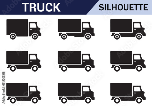 Flat Design Truck Vector Icons for Transport Websites