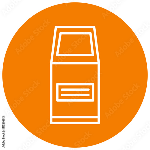 Service Terminals Circle Icon, Service Terminals Icon – ATM, Kiosk, Self-Service, Payment Machine Line Symbol
