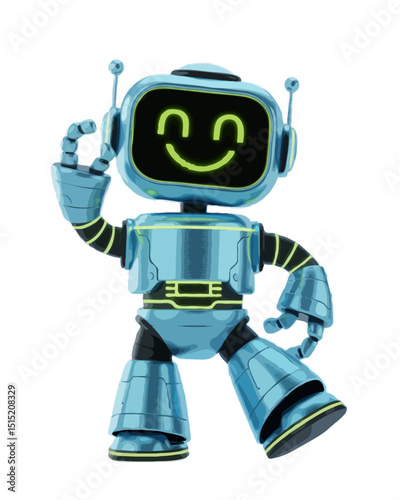 Cheerful robot artificial intelligence vector image company coworker one android pal or friend happy to see you and help solve problems ai generated illustration