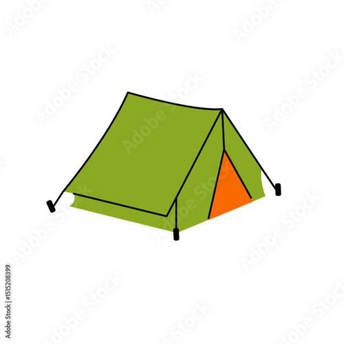 Camping tent.  Summer travel, wilderness exploration, and nature trip concept A-frame tents for outdoor adventure, hiking, and camping.