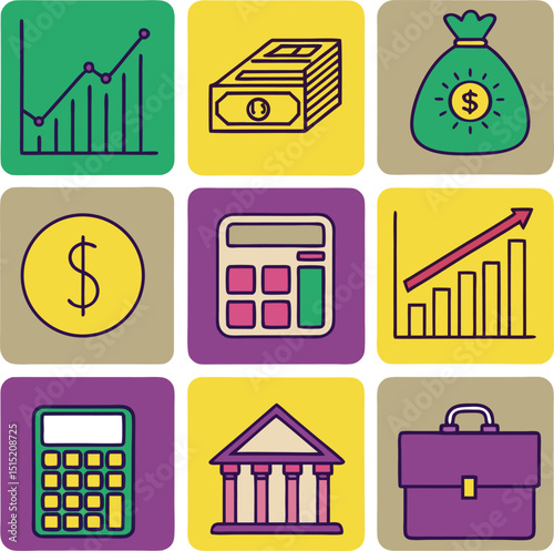 Finance and business icons set: essential shopping and money symbols for web and print