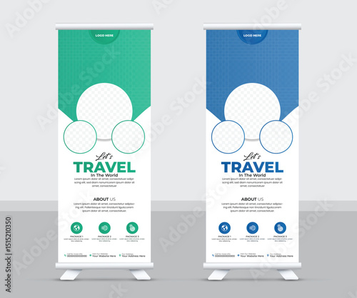 Vacation And Summer Travel Rollup Banner template design