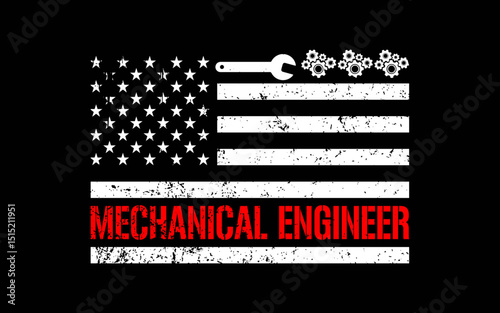 Vintage Mechanical Engineer American Flag Engineering  t-shirt quotes svg design