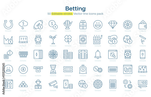 Betting line icon pack. Betting Stroke icon set. Editable Stroke icon