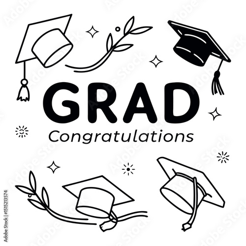 Graduation Congratulations Celebrate Your Academic Achievements with Grad Caps and Festive Elements