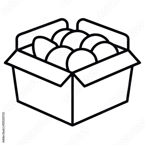 Chicken Nuggets in Box – Minimal Outline Vector Illustration on White Background