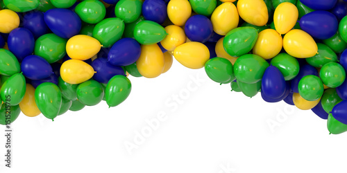 plein de ballons aux couleurs du brésil pour faire la fête - rendu 3D sur fond transparent