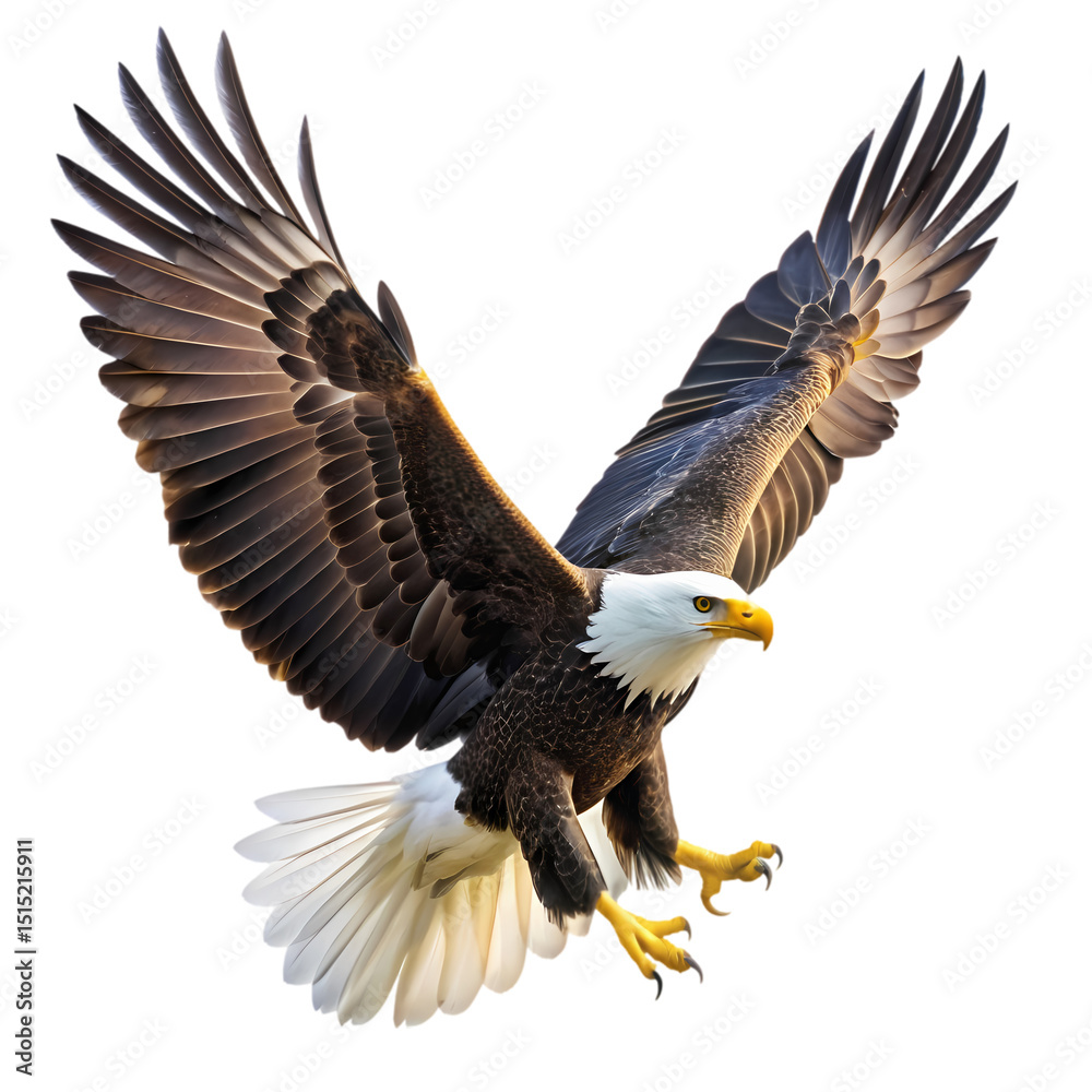 Fototapeta premium Majestic Bald Eagle in Flight Stunning HighResolution Image