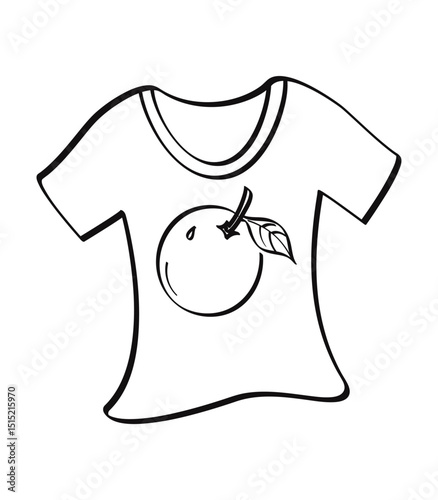 t-shirt with apple print line drawing