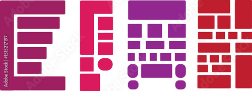 Bento style layout grid templates. bento box photo frame collage layout. Light mood board geometric brick layout collection. Pictures collages with trendy Y2  Kalarful 