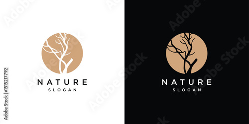 Abstract Tree vector logo design. Natural Vector Tree Logo.