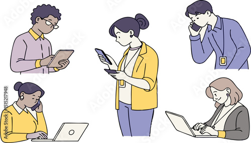 People using mobile phone illustration seat vector