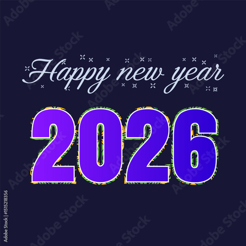 Happy new year 2026 Text poster in illustration