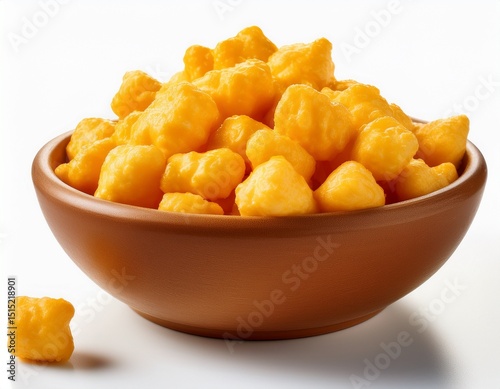 cheese curds in a bowl n fresh squeaky cheese curds in a bowl perfect for snacking or adding to poutine isolated on clear white background highly detailed