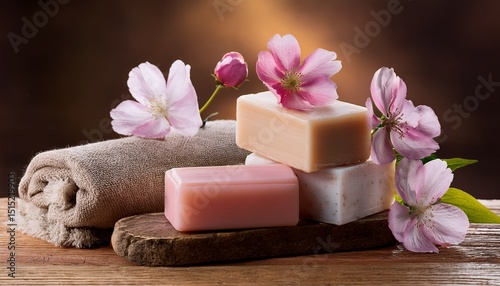 product spa still life with soap and flowers