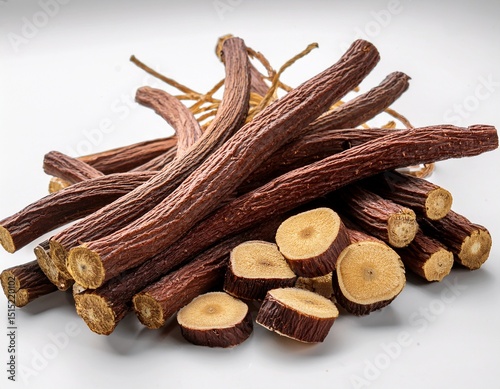 liquorice roots on transparent or white background