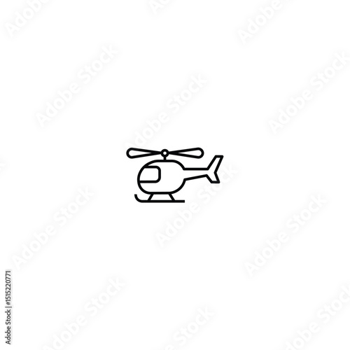 Helicopter Line Icon – Minimal Air Transport Vector for Aviation Apps, Web, and UI Design