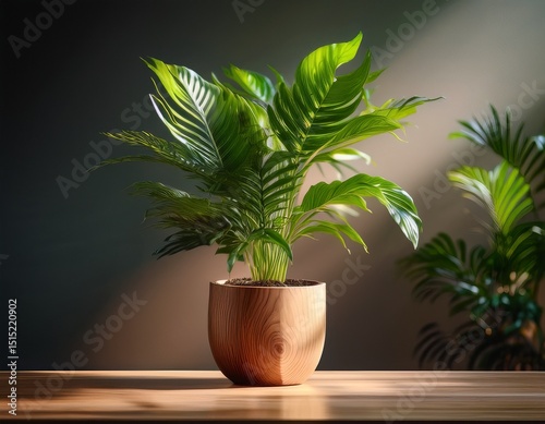 lush green indoor plant in a modern wooden pot perfect for home decor and enhancing interior spaces