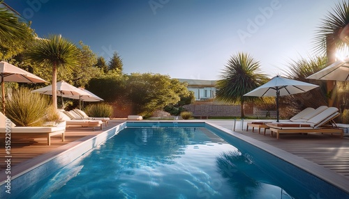 luxury summer relaxation by a poolside fashion photography outdoor resort serene atmosphere close up view