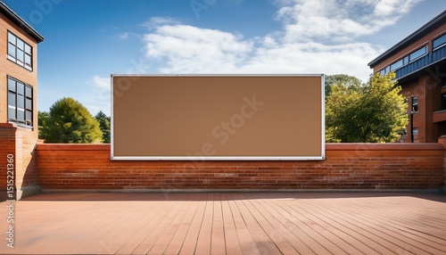 blank signboard mockup situated on a school campus bulletin board for showcasing event posters of educational institutions and activities