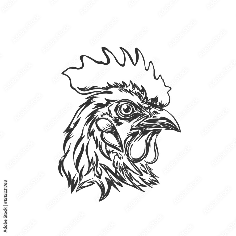 Obraz premium rooster head icon illustration without background