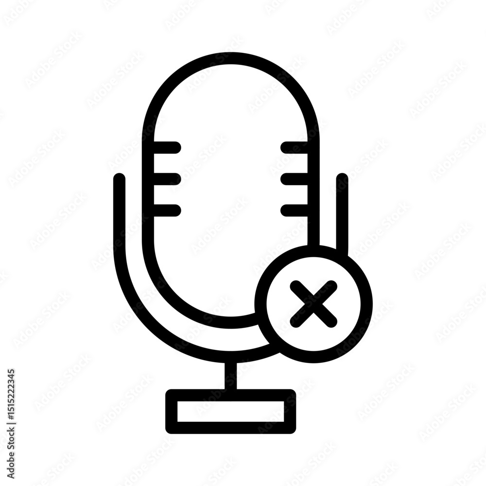 Microphone mute outline icon. Sound icon isolated on white background. Transparent background, minimalist symbol. Vector images Microphone mute outline icon. Sound icon isolated on white background. Transparent background, minimalist symbol. Vector images