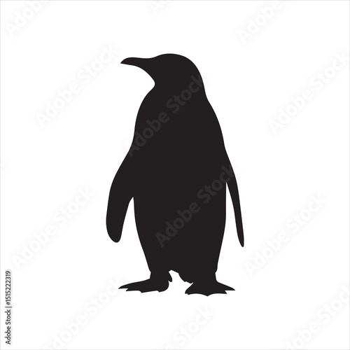 Black silhouettes of penguins