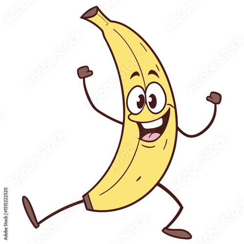banana happy cartoon character solid white .eps
