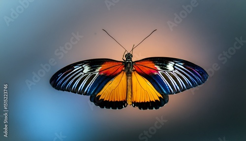 vibrant and colorful butterfly displayed with open wings against a minimalist background for nature photography