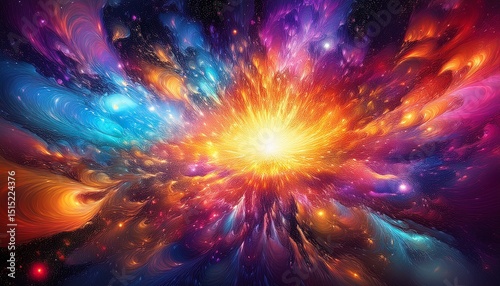 cosmic bloom an abstract explosion of color and texture creating a sense of expansion and energy