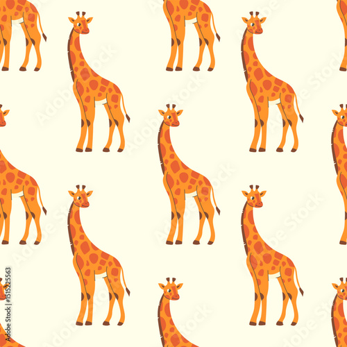 Giraffe in flat style on light background seamless pattern