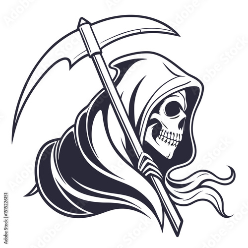 Adobe Illustrator Artwork   Grim Reaper Skull Drawing Silhouette Vector illustrations for your work Logo, mascot merchandise .