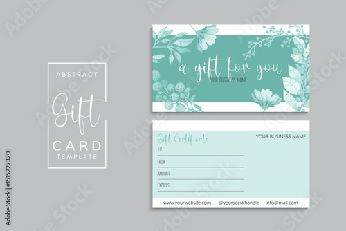 Gift card template with flowers. Vector illustration. EPS 10.