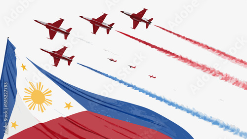 Philippine air force jets airshow display with flag