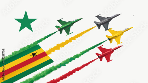 Togo air force jets flight display, isolated on white