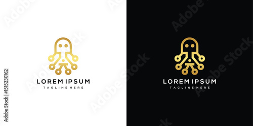 Octopus vector logo design. Natural octopus logo placed on black and white background