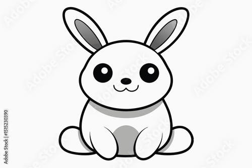 Cute Cartoon Bunny on Blue Background