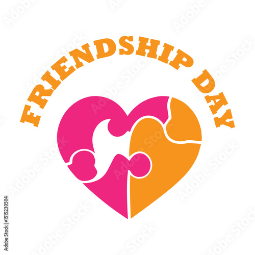 Friendship day puzzle heart graphic design