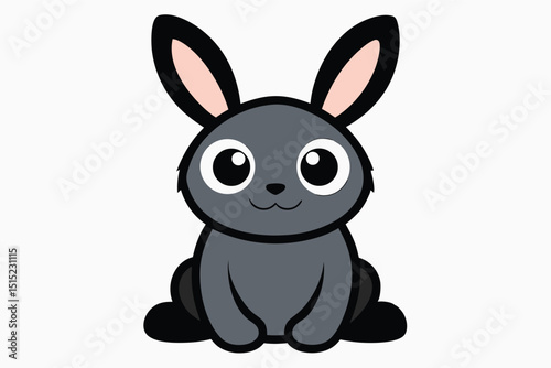 Cute cartoon bunny smiling with long ears in a fun spring illustration