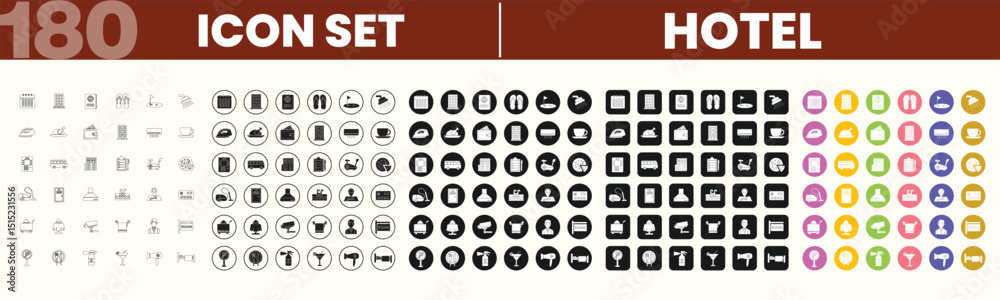 Φωτογραφία Hotel Industry Travel Tourism Icon Set Digital Graphic Collection, hotel icon bu