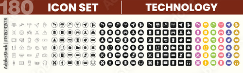 Universal Technology Icon Set Collection, Technology Icons, Device icon set collection vector illustration