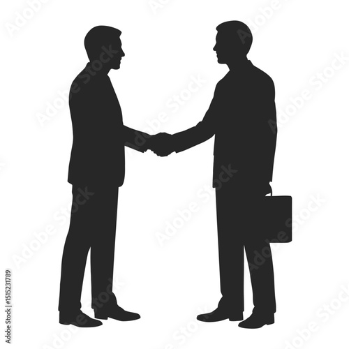 Business partners shaking hands silhouette depicting agreement and partnership success