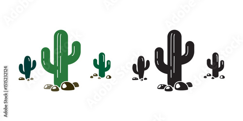 cactus vector icon Desert flower cartoon character logo botanica plant garden symbol illustration doodle tattoo stamp clip art design