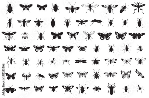 set of insects' silhouettes