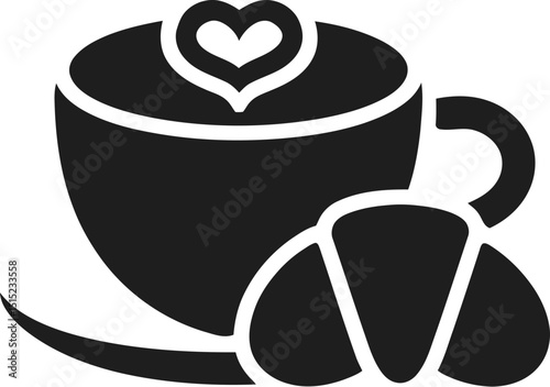 Coffee Cup with Croissant Icon