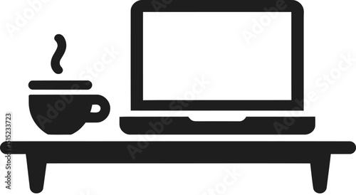 Laptop with Coffee Cup Icon
