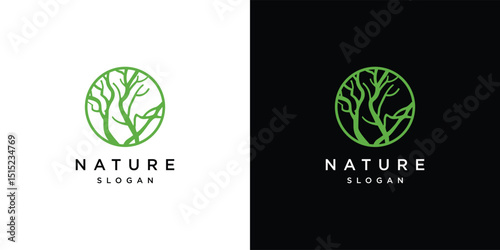 Abstract Tree vector logo design. Natural Vector Tree Logo.