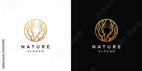 Abstract Tree vector logo design. Natural Vector Tree Logo.